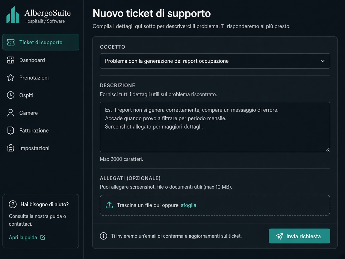Scegli il tipo di problema e scrivi due righe